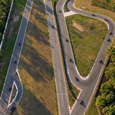Vista aérea de pista de karting profesional en Villahermosa Tabasco