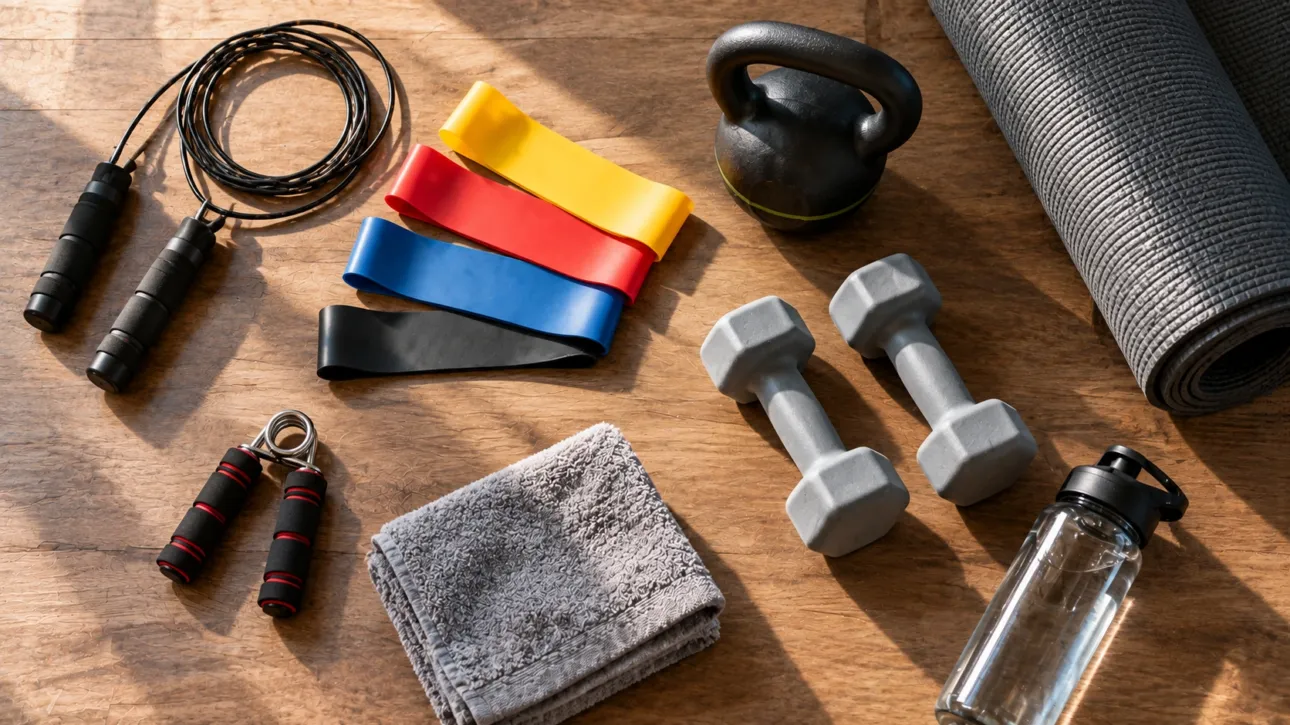 Accesorios para entrenar en casa: cuerda, bandas, mancuernas, kettlebell y hand grip