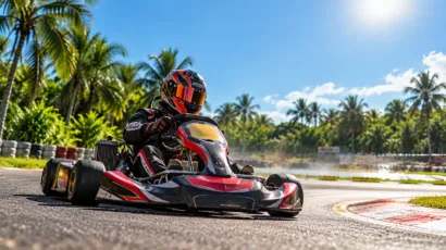 Kart en pista bajo el sol intenso, un ejemplo de karting con calor en Tabasco
